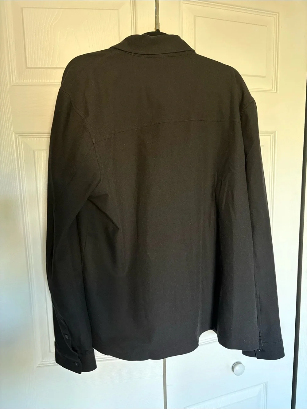 Men's Black Button-Up Jacket Shirt